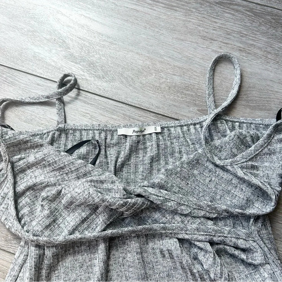 Papaya Metallic Glitter  Knitted Ribbed Midi Straps Dress Made in USA - Picture 12 of 14